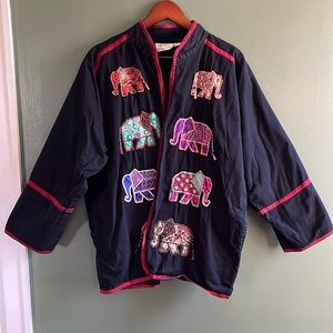 Vintage Yak Magik M - Elephant Tunic Made in Nepal 100% Cotton Trim 100% Silk